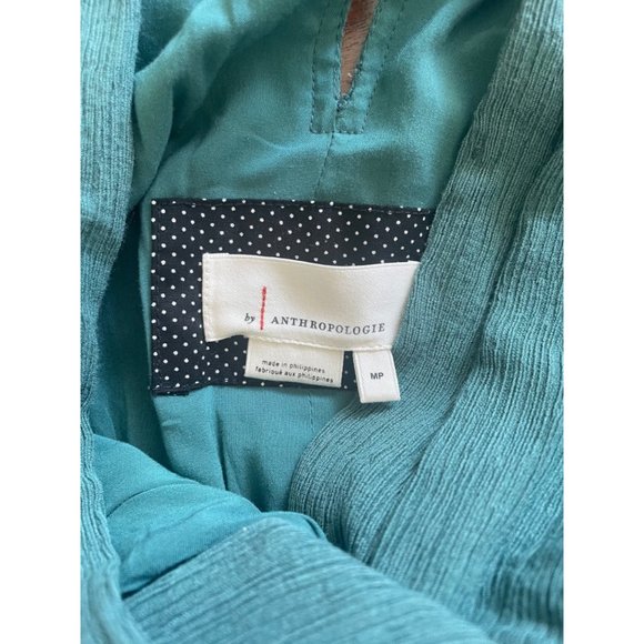 By Anthropologie Green Bionda Plisse Wide Leg Jump Suit Size Medium Petite - Picture 8 of 11